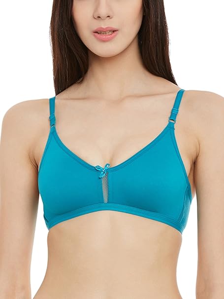 Clovia Women’s Cotton-Rich Teal Wire-Free Full-Cup T-Shirt Bra